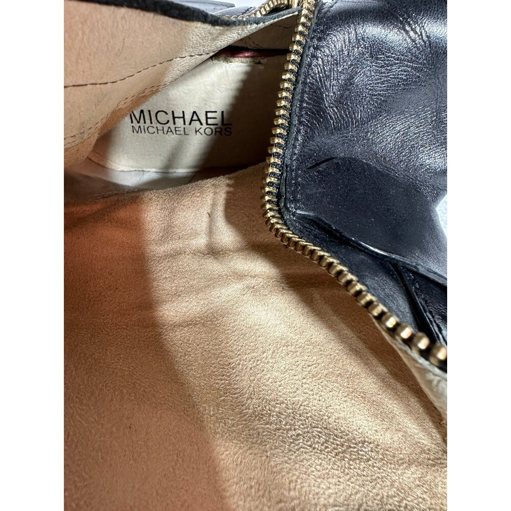 Michael Kors Fulton Harness Boot Black/Mocha Brown Leather Boot sz 7.5 - Picture 11 of 12
